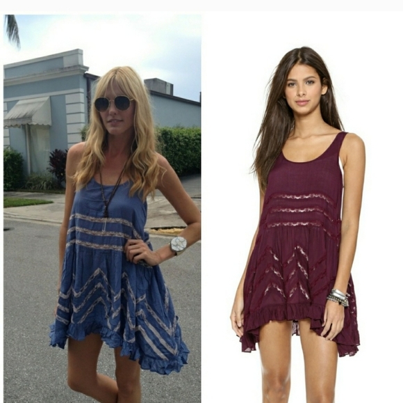 Tobi Purple Mini Lace Swing Tank Dress Tunic Top Boho Hippie M/L - Picture 5 of 6